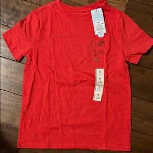 Cat & Jack Red Short Sleeve Tee with Skateboard Dino Chest Graphic
